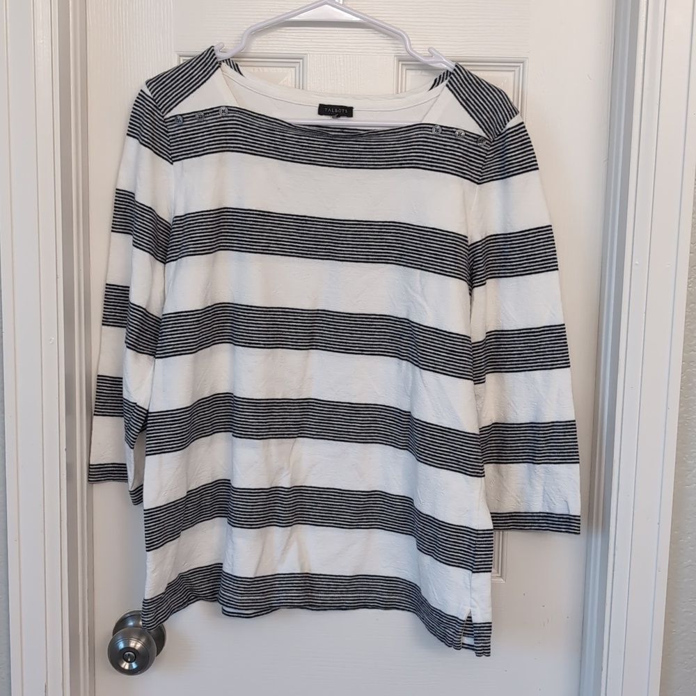 Talbots sweater cotton striped size L